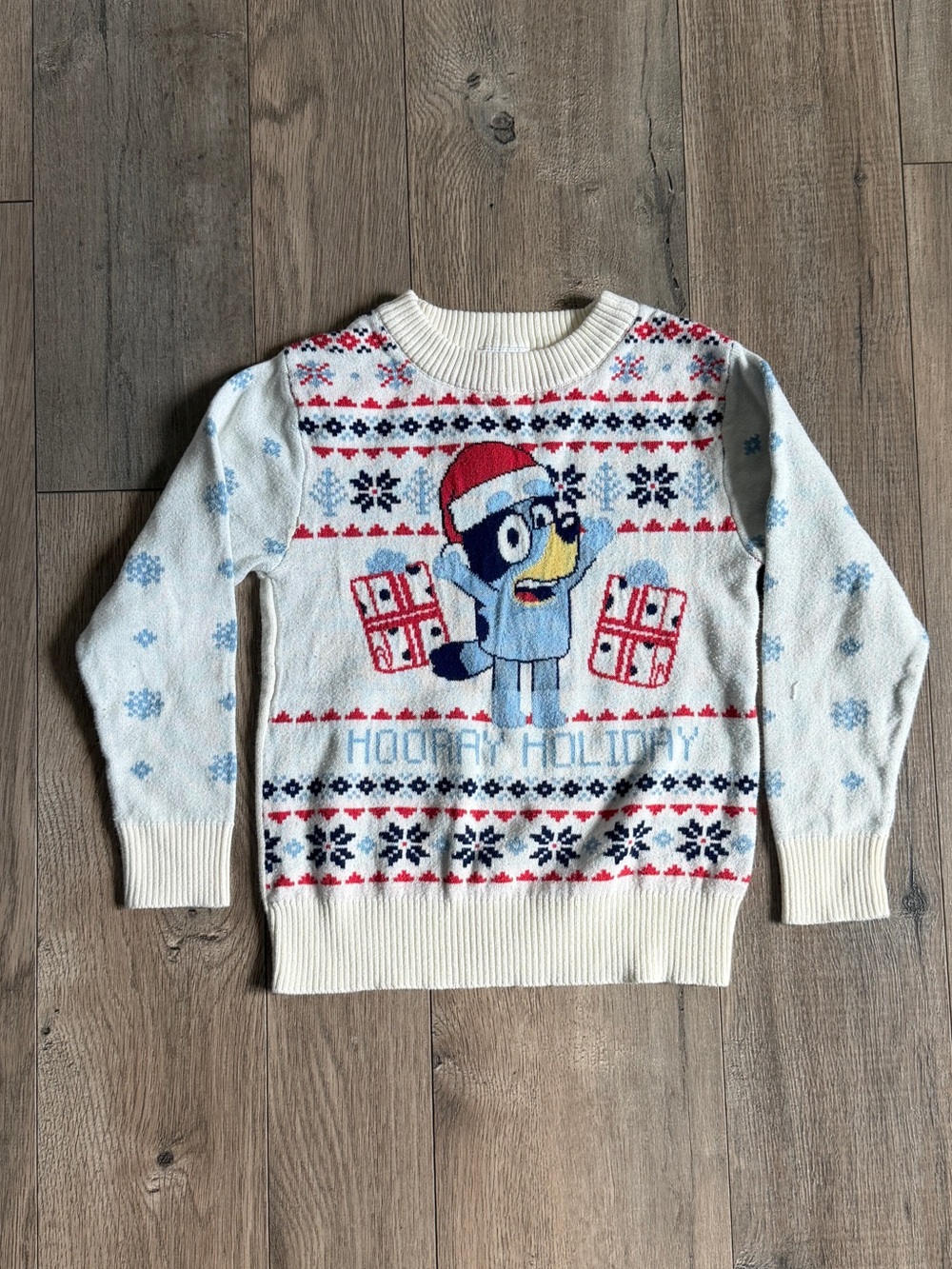 Bluey Off White Christmas Holiday Knit Crewneck Sweater Size 3T